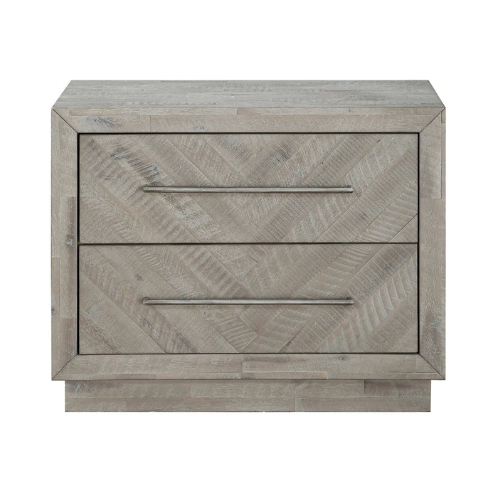 Alexandra Solid Wood Two Drawer Nightstand in Rustic Latte - Furniture Story