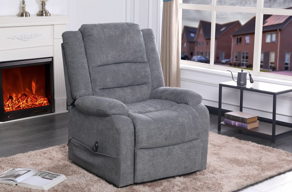 Grey Faux - Recliner - Furniture Story