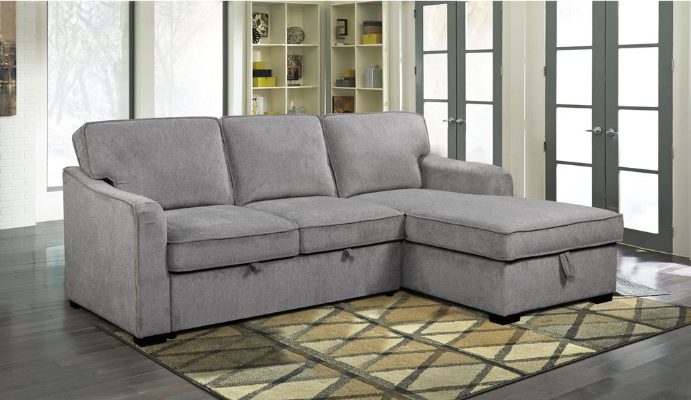 Connell LHF Loveseat w. Pull-out Bed Sabah Smoke - Furniture Story