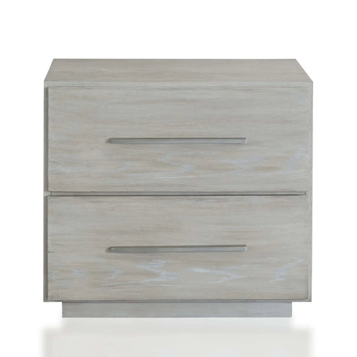 Destination Two Drawer Nightstand in Cotton Grey - Furniture Story