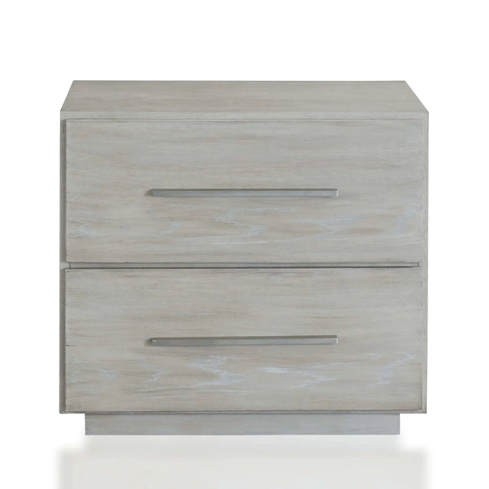 Destination Two Drawer Nightstand in Cotton Grey - Furniture Story