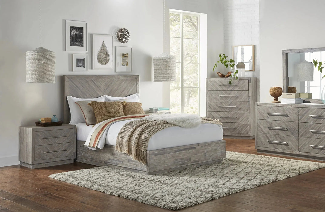 Alexandra Solid Wood Two Drawer Nightstand in Rustic Latte - Furniture Story