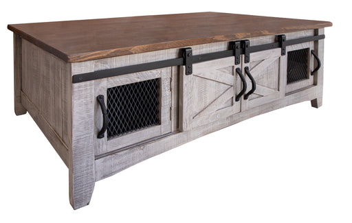 Pueblo Gray Cocktail Table 8 Doors - Furniture Story