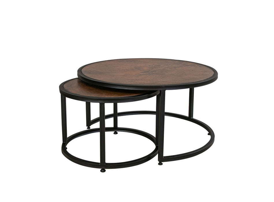 Blackburn Collection Set w/ 2 Cocktail Tables, w/ Copper Top & Iron Base - Furniture Story