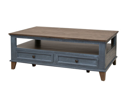 Toscana Blue 4 Drawers, Cocktail Table Blue - Furniture Story