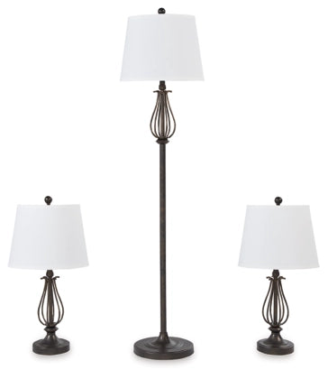 Brycestone Floor Lamp with 2 Table Lamps - Furniture Story