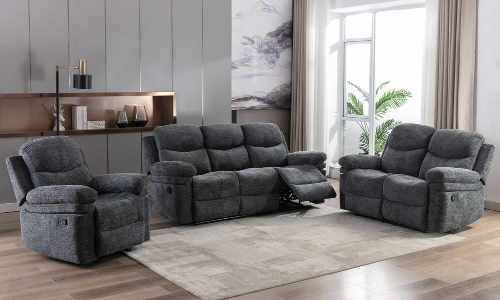 AIDA CHENILLE Love Seat CHARCOAL - Furniture Story