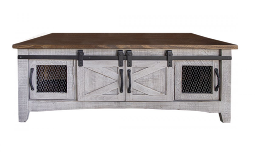 Pueblo Gray Cocktail Table 8 Doors - Furniture Story