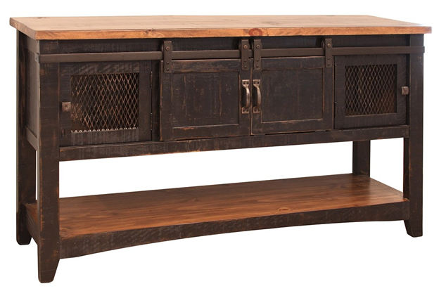 Pueblo Black Sofa Table 2 Sliding doors, 2 Mesh doors - Furniture Story