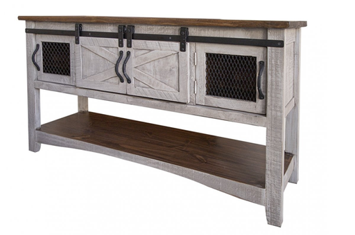 Pueblo Gray Sofa Table 4 Doors - Furniture Story