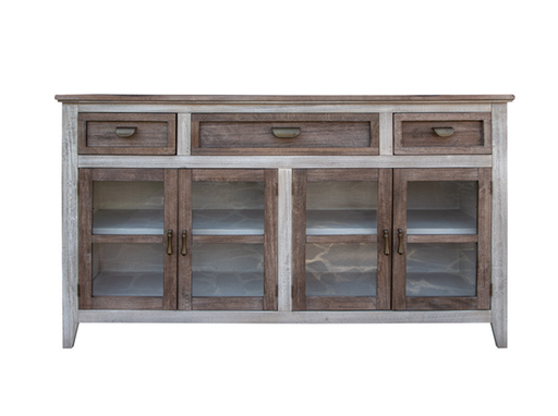 Sahara 3 Drawer, 4 Doors Console, Brown Finish - Furniture Story