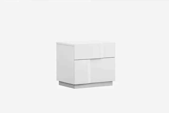 Yulie Nightstand - Glossy White - Furniture Story