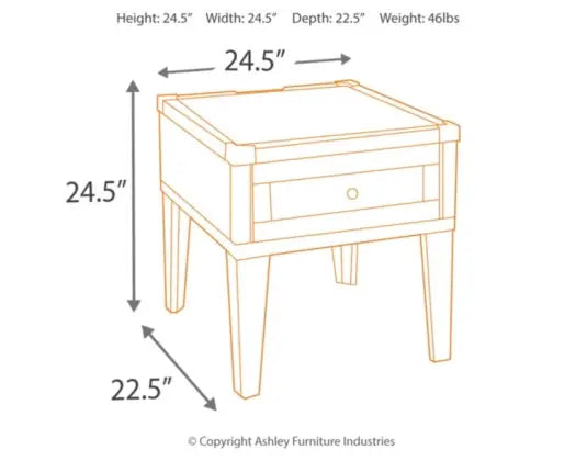 Todoe End Table with USB Ports & Outlets - Furniture Story