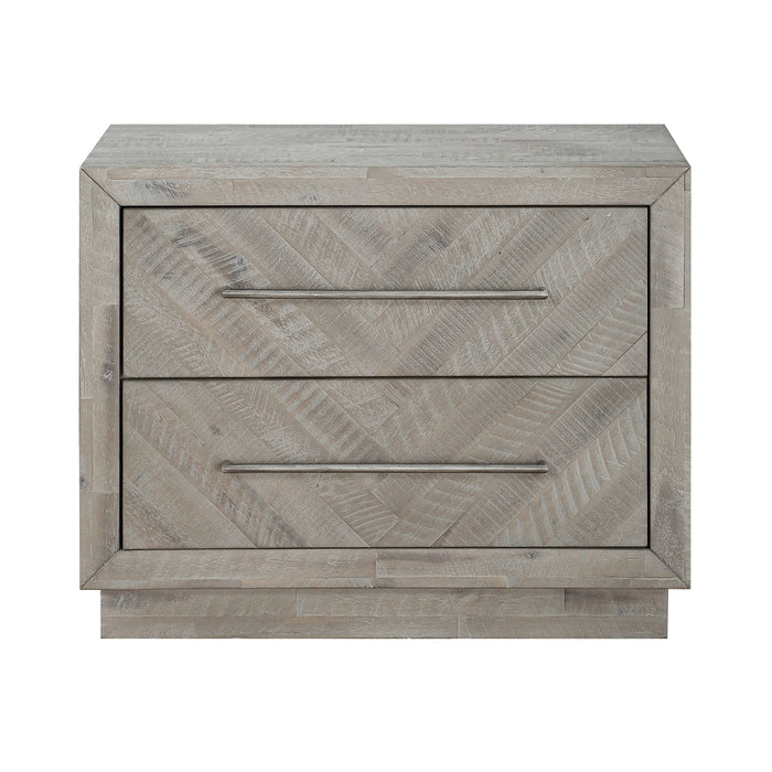 Alexandra Solid Wood Two Drawer Nightstand in Rustic Latte - Furniture Story