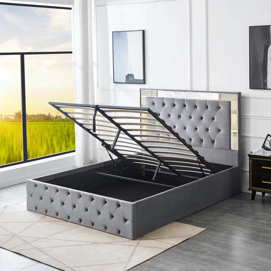 LB-141 - Velvet Storage - Bed - Furniture Story