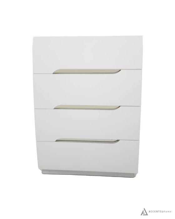 ZOE GLOSSY WHITE 4 DRAWER BEDROOM CHEST - Furniture Story