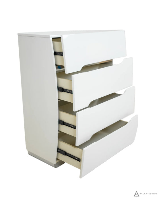 ZOE GLOSSY WHITE 4 DRAWER BEDROOM CHEST - Furniture Story