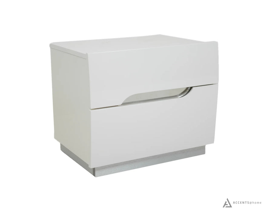 ZOE GLOSSY WHITE NIGHT STAND - Furniture Story