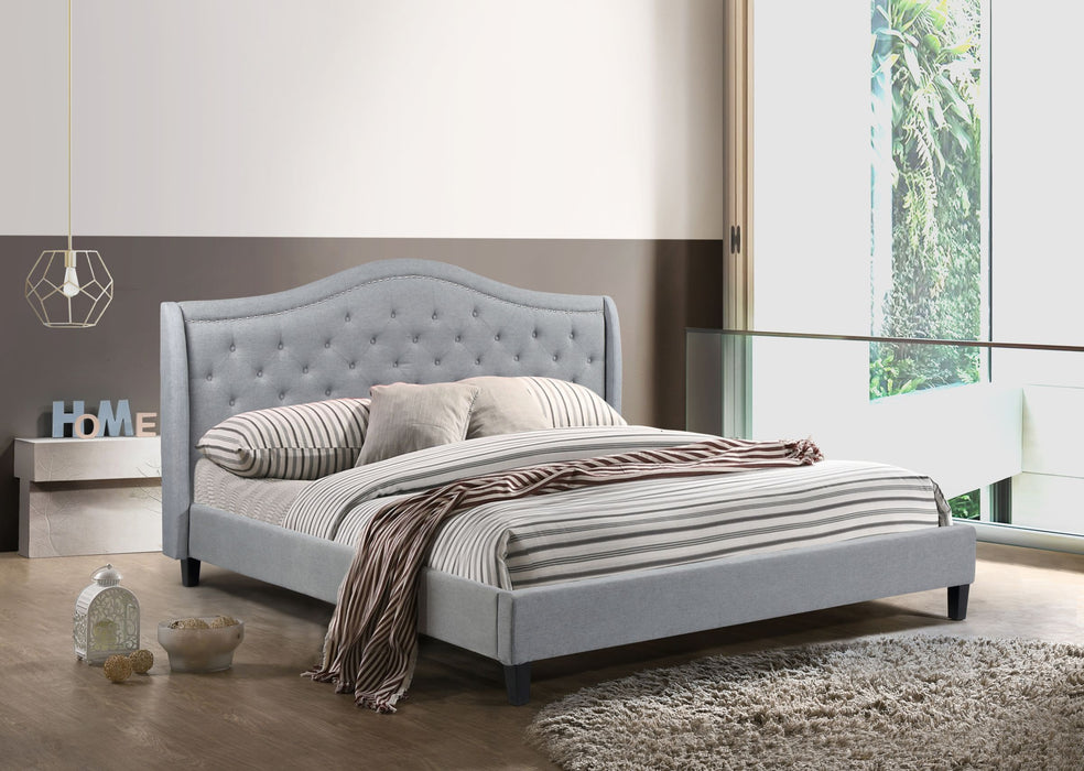 Twilight – Upholstered Platform Bed, Grey – King - Furniture Story