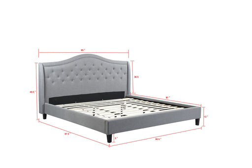 Twilight – Upholstered Platform Bed, Grey – King - Furniture Story