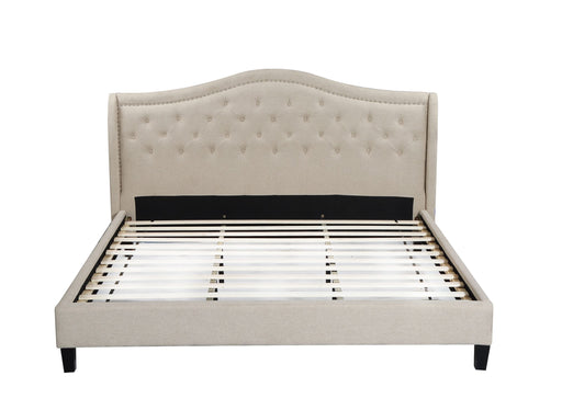 Twilight – Upholstered Platform Bed, Beige – King - Furniture Story