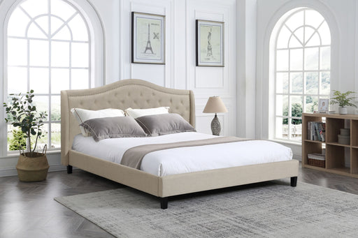 Twilight – Upholstered Platform Bed, Beige – King - Furniture Story