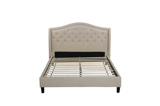 Twilight – Upholstered Platform Bed, Beige – Queen - Furniture Story