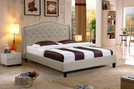 Twilight – Upholstered Platform Bed, Beige – Queen - Furniture Story