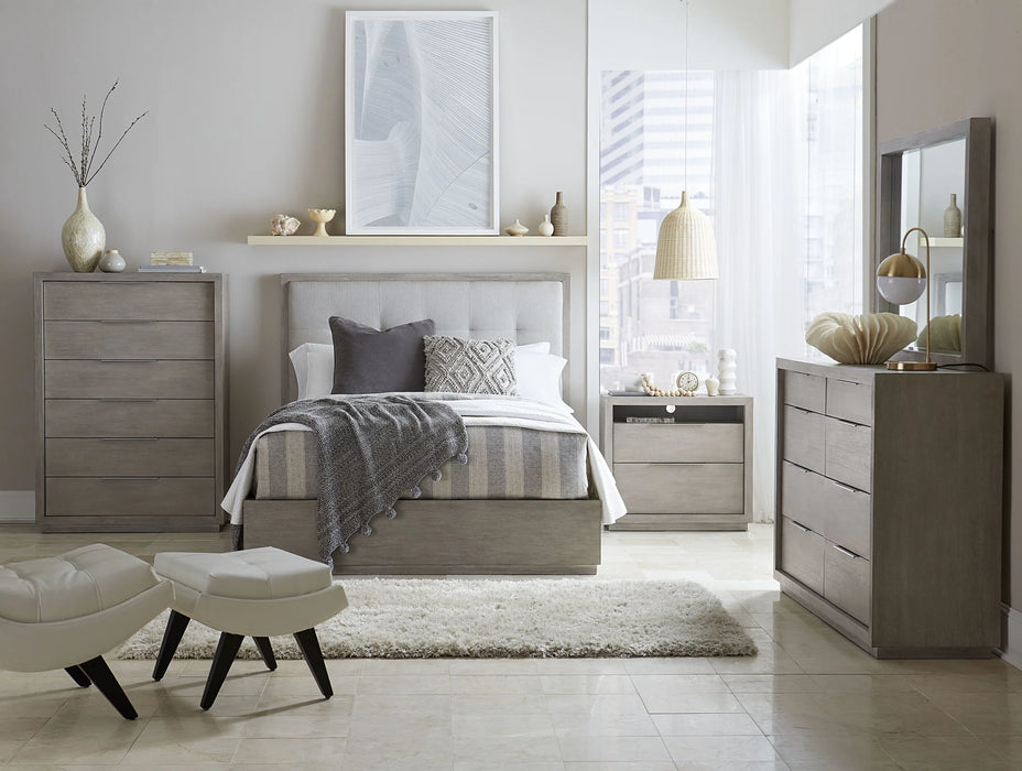 Oxford Upholstered Platform King Bed in Mineral - Furniture Story