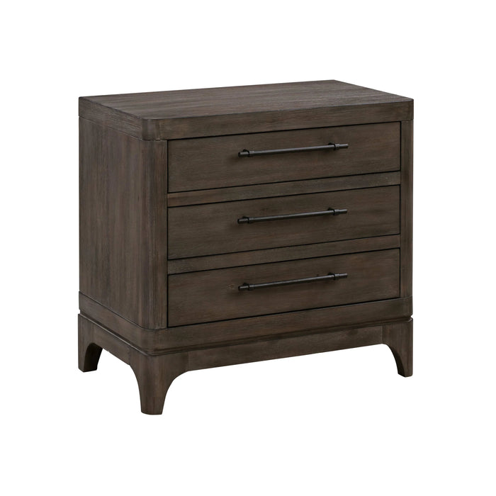 Cicero Three-Drawer Nightstand in Slate Grey - Furniture Story