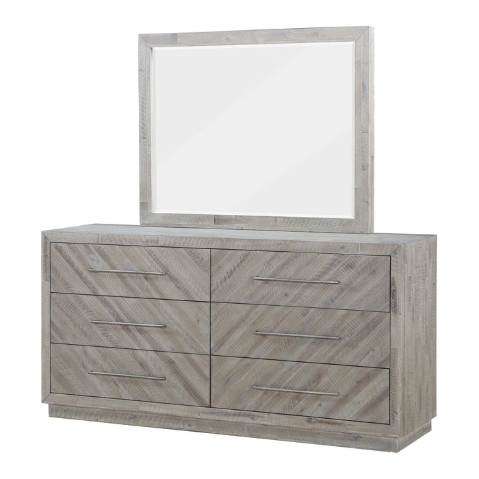 Alexandra Solid Wood Six Drawer Dresser in Rustic Latte - Furniture Story