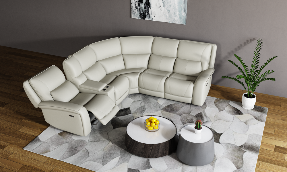 Medford Sectional Recliner Half Leather + PVC - Furniture Story