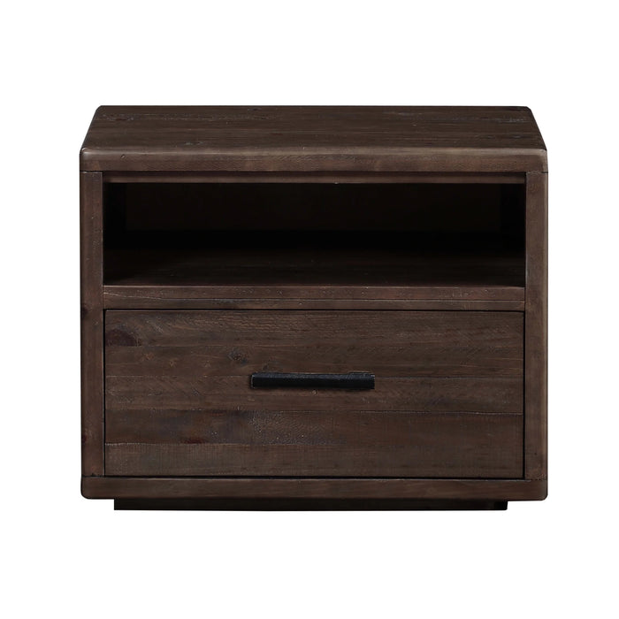 McKinney One Drawer Solid Wood Nightstand in Espresso Pine - Furniture Story