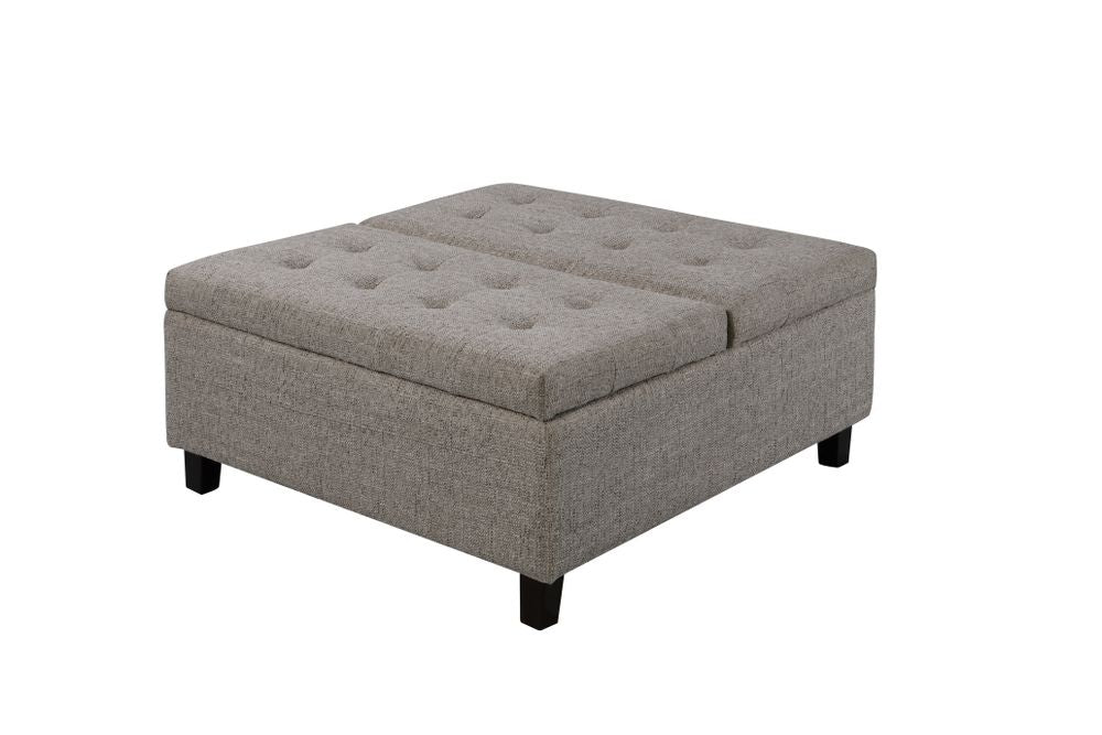 Chelan Accent Ottoman w. Storage Duvernay Stucco - Furniture Story