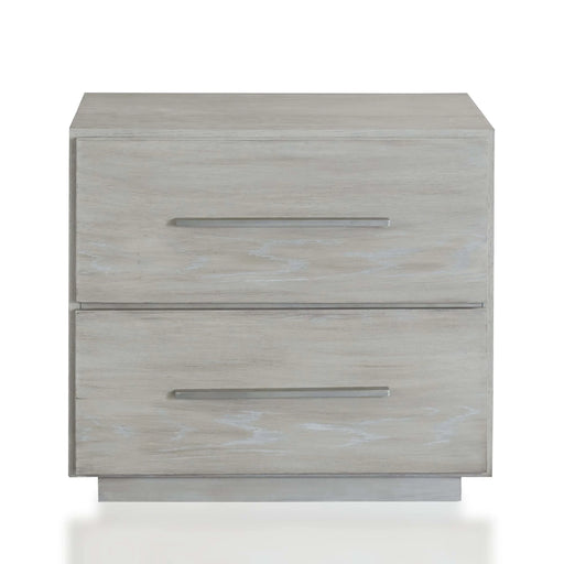 Destination Two Drawer Nightstand in Cotton Grey - Furniture Story