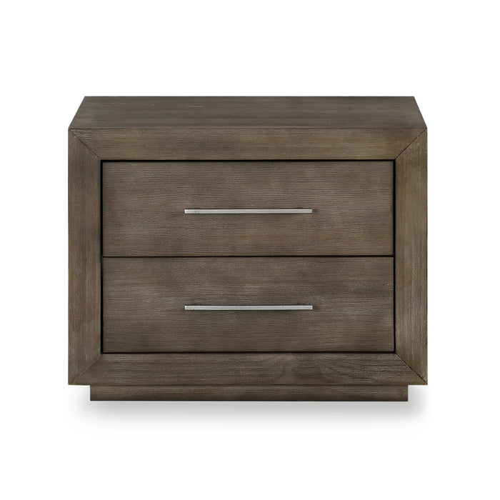 Melbourne Two Drawer Nightstand with USB in Dark Pine - Furniture Story