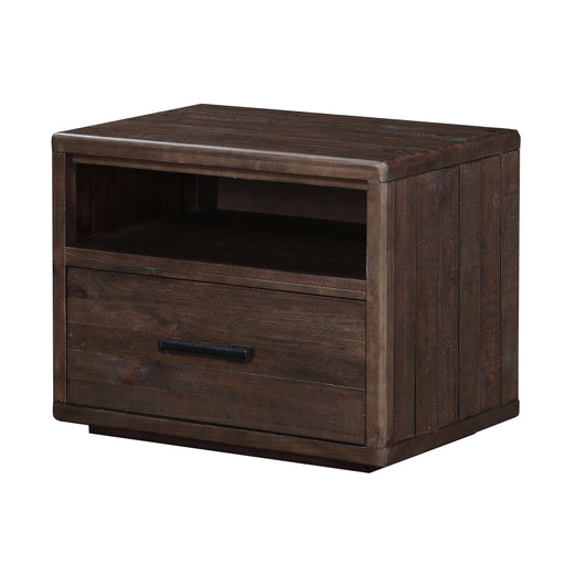 McKinney One Drawer Solid Wood Nightstand in Espresso Pine - Furniture Story