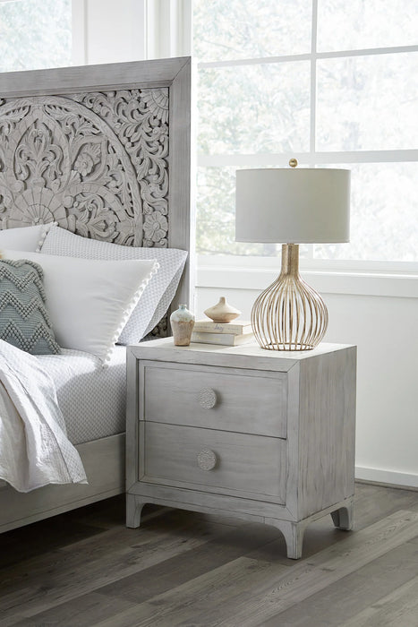 Boho Chic Nighstand in Washed White - Furniture Story