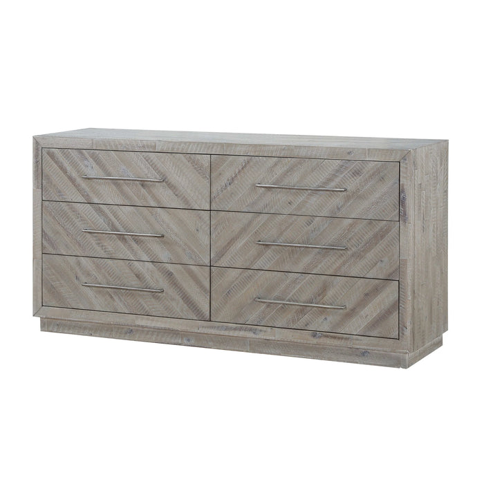 Alexandra Solid Wood Six Drawer Dresser in Rustic Latte - Furniture Story