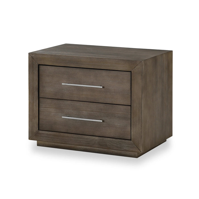 Melbourne Two Drawer Nightstand with USB in Dark Pine - Furniture Story