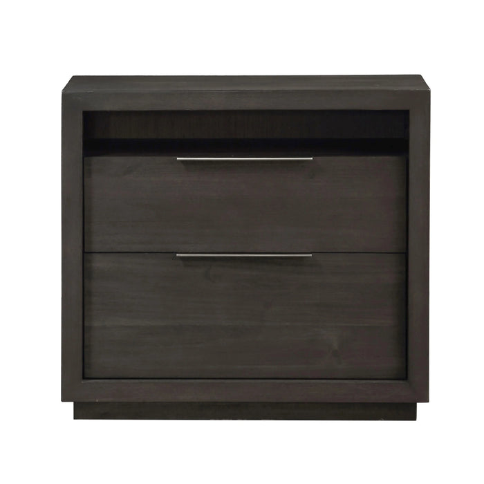 Oxford Two Drawer Nightstand in Basalt Grey - Furniture Story