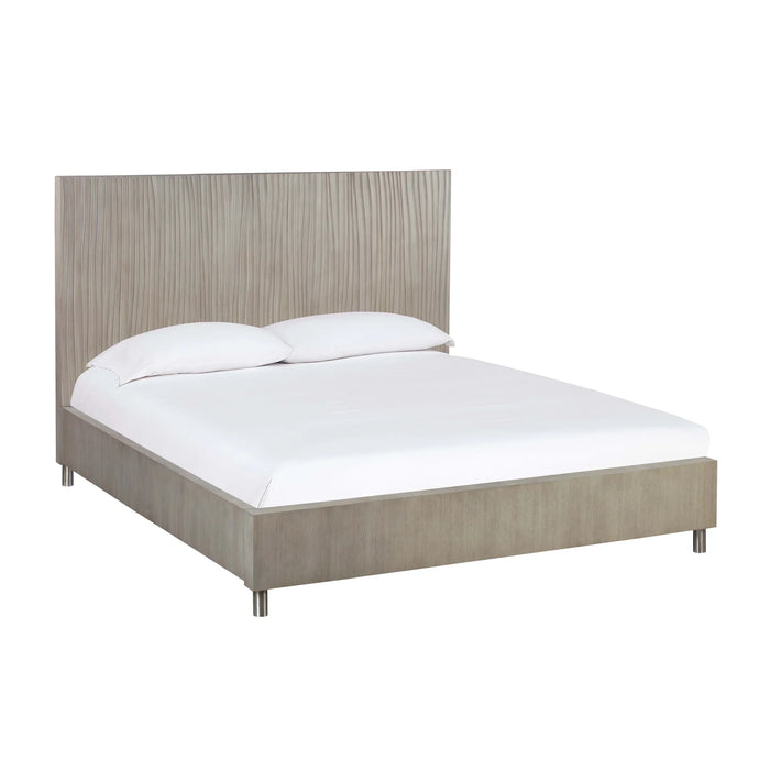 Argento Wave-Patterned Queen Bed in Misty Grey - Furniture Story