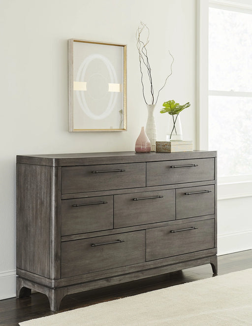 Cicero Seven-Drawer Dresser in Slate Grey - Furniture Story