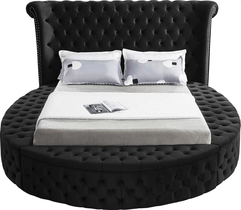 Alora – Upholstered Platform Bed, Black – King - Furniture Story