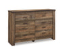 Trinell Queen Panel Headboard with Dresser, Chest and Nightstand - Furniture Story