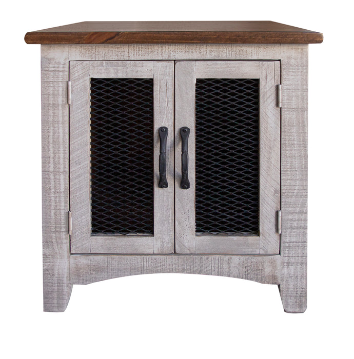 Pueblo Gray End Table 2 Doors - Furniture Story