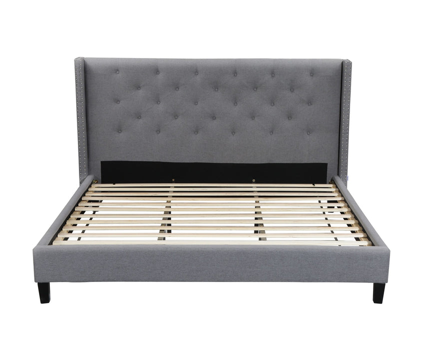 Megan – Upholstered Platform Bed - Color Grey - Furniture Story