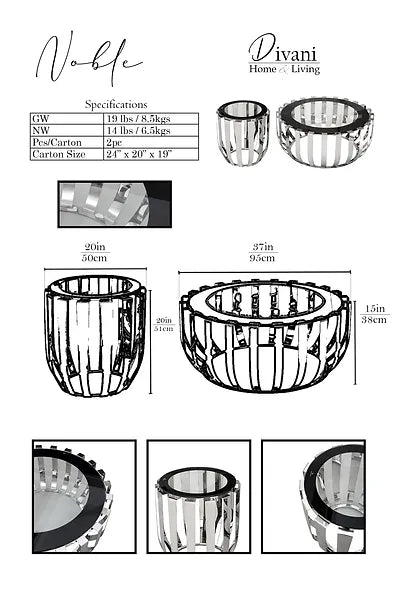 Noble - Silver Steel - Two Tone Glass - Furniture Story