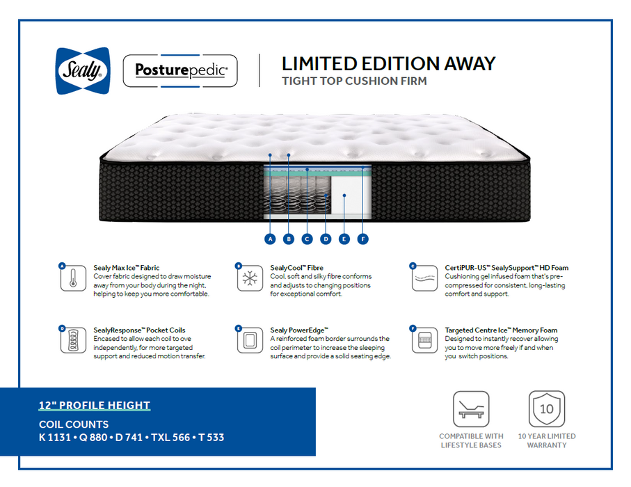 Sealy Posturepedic® Limited Edition Away Hockey King Mattress Canada - Furniture Story