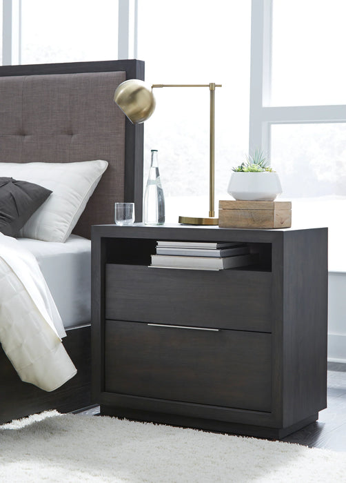 Oxford Two Drawer Nightstand in Basalt Grey - Furniture Story